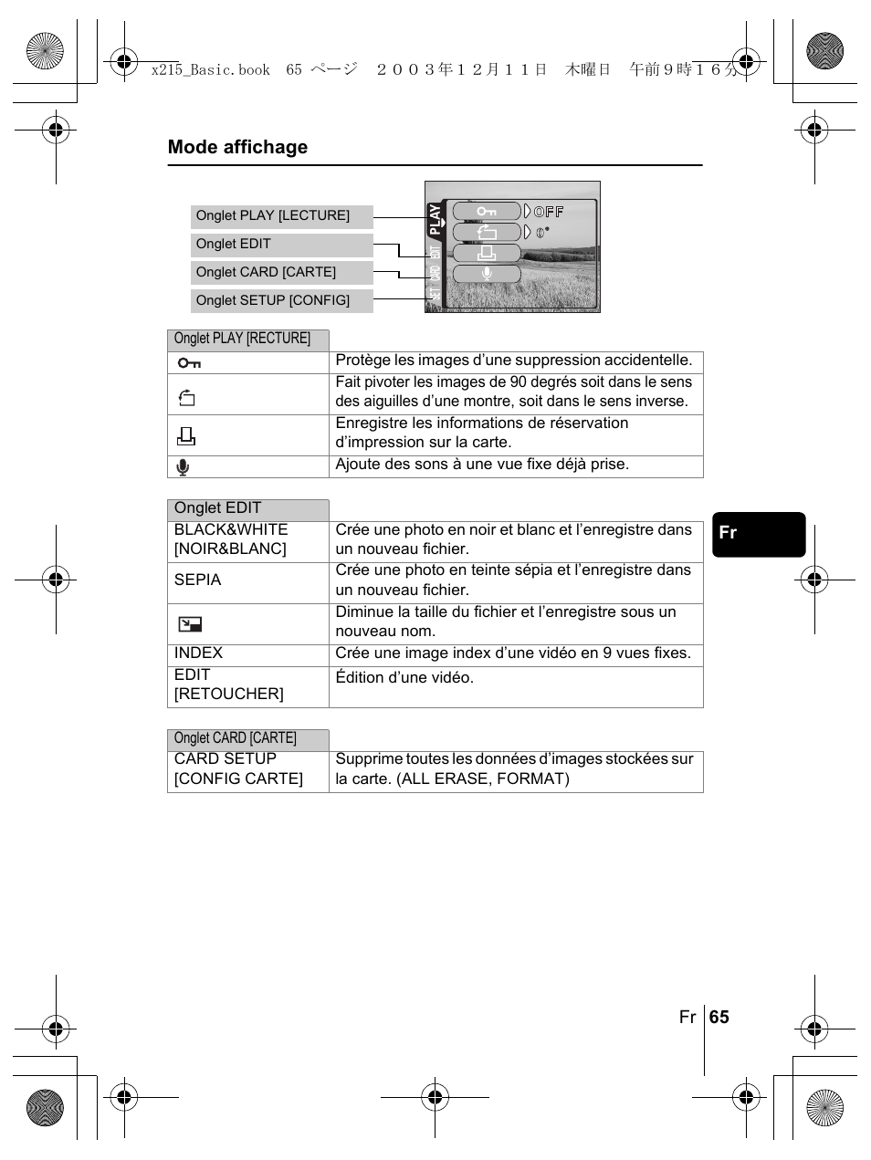 Mode affichage | Olympus X-350 en User Manual | Page 65 / 180