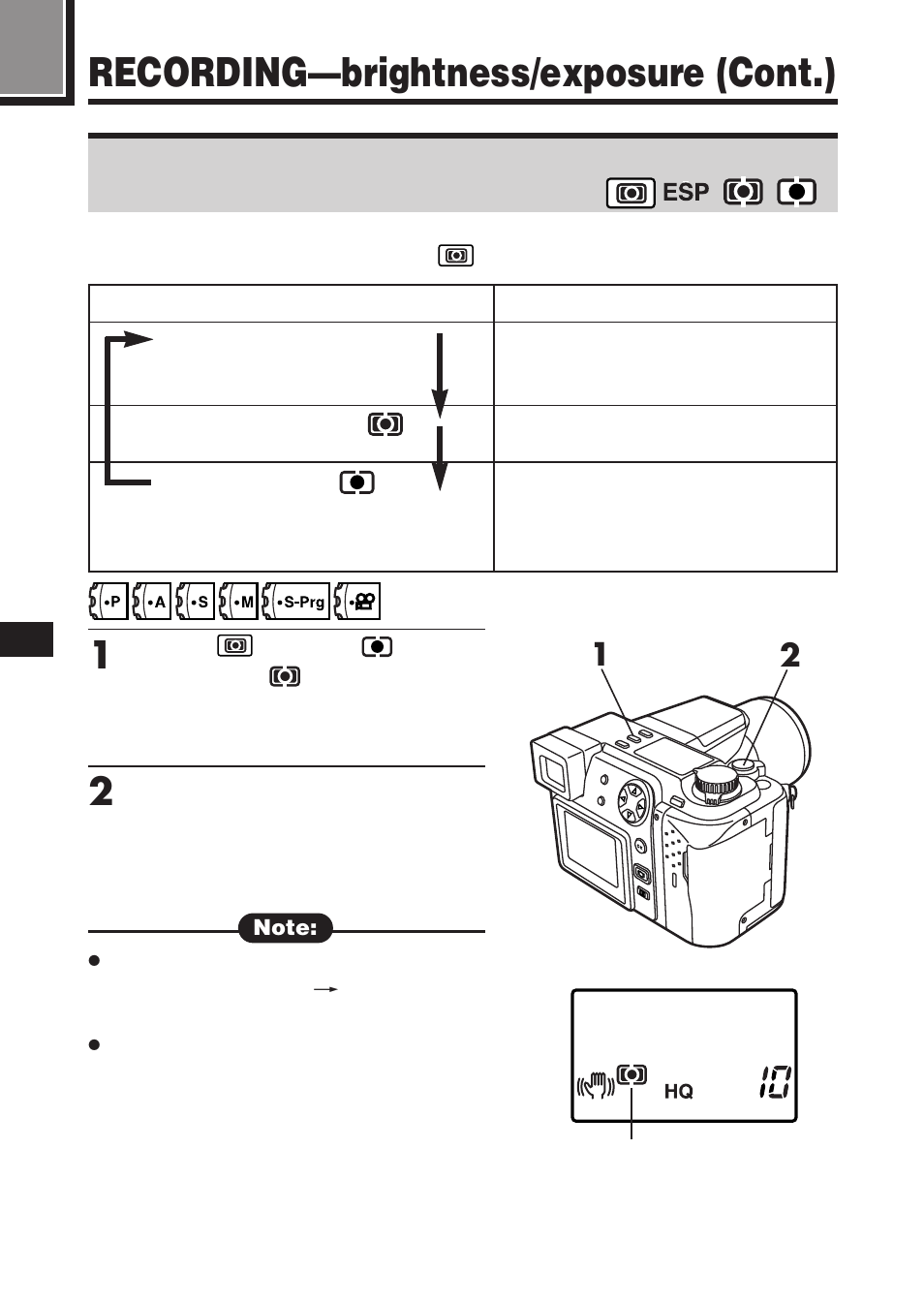 Recording—brightness/exposure (cont.) | Olympus C-2100 User Manual | Page 100 / 212