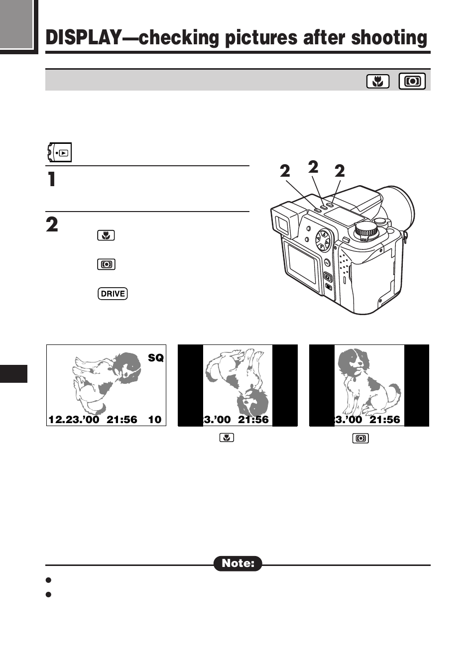Display—checking pictures after shooting, Rotating and checking vertically oriented pictures | Olympus C-2100 User Manual | Page 138 / 212