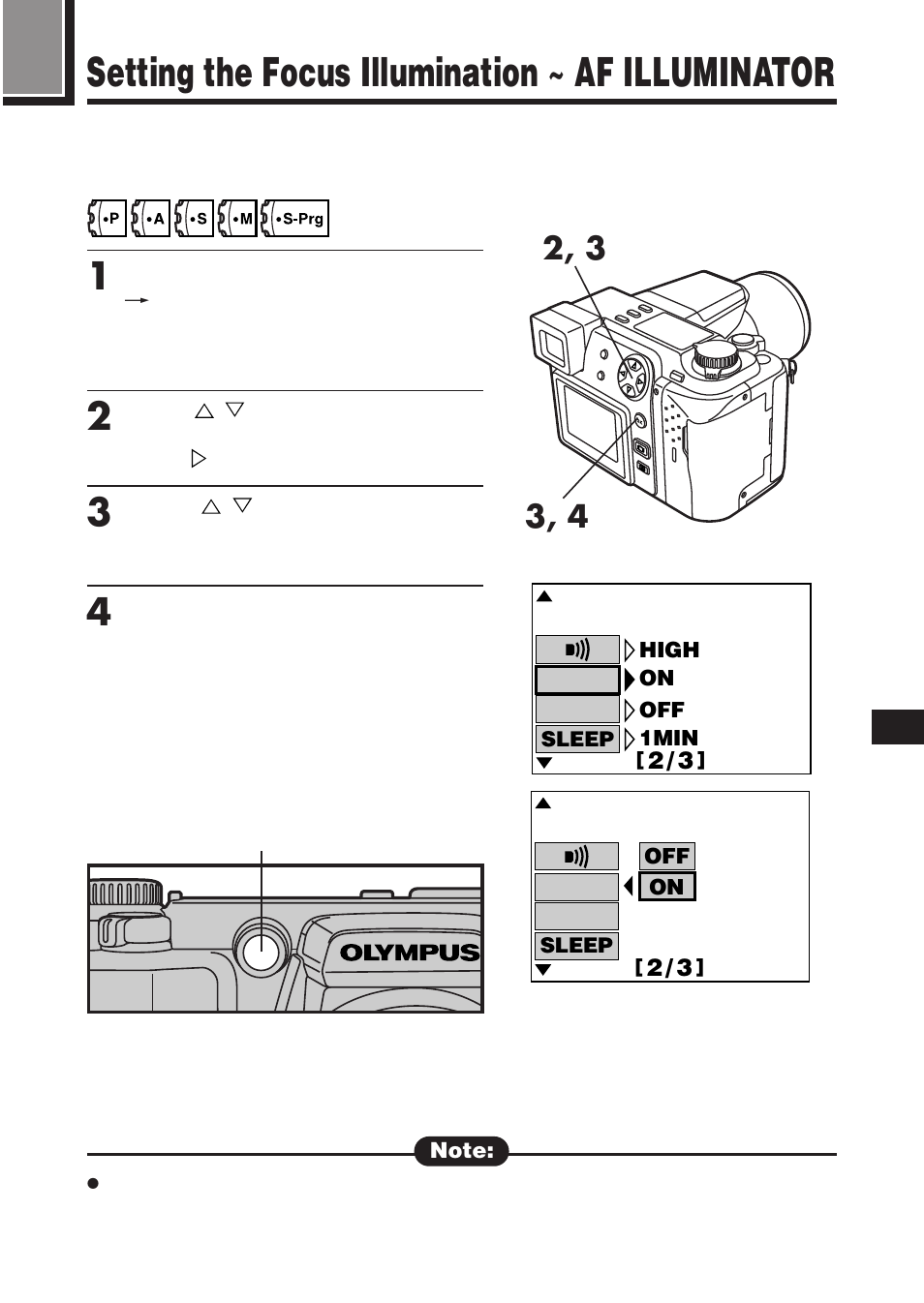 Setting the focus illumination ~ af illuminator | Olympus C-2100 User Manual | Page 157 / 212