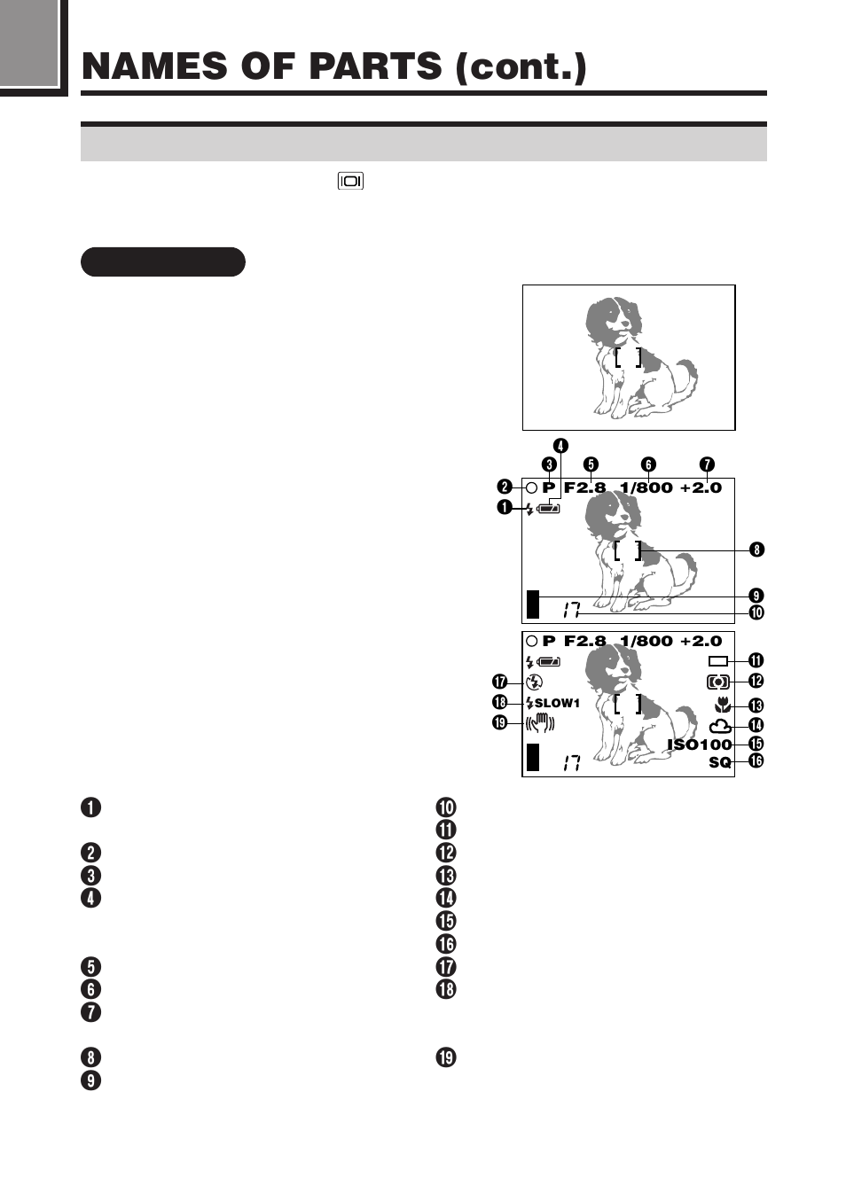 Names of parts (cont.) | Olympus C-2100 User Manual | Page 28 / 212