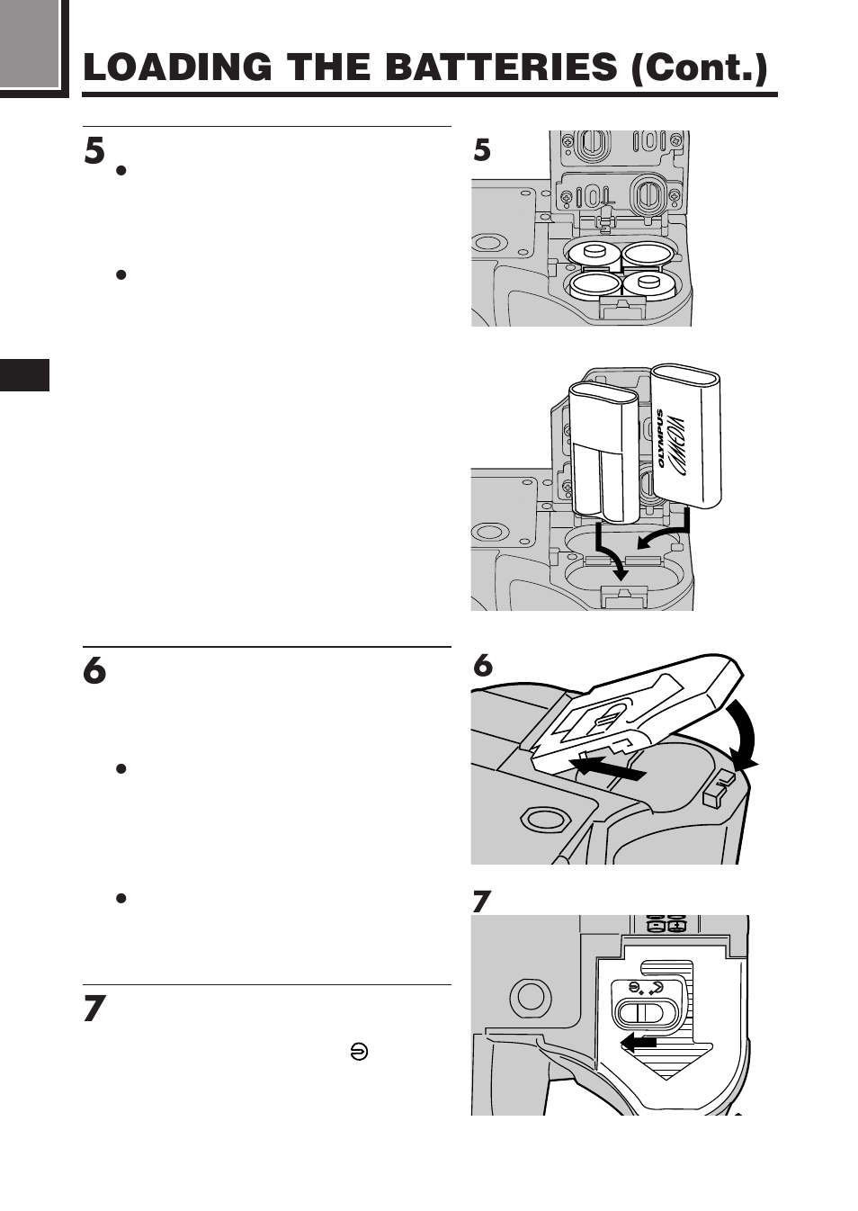 Loading the batteries (cont.) | Olympus C-2100 User Manual | Page 34 / 212