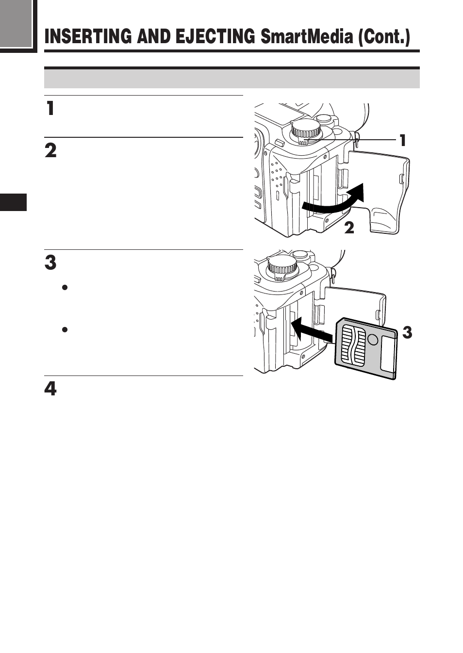 Inserting and ejecting smartmedia (cont.) | Olympus C-2100 User Manual | Page 40 / 212