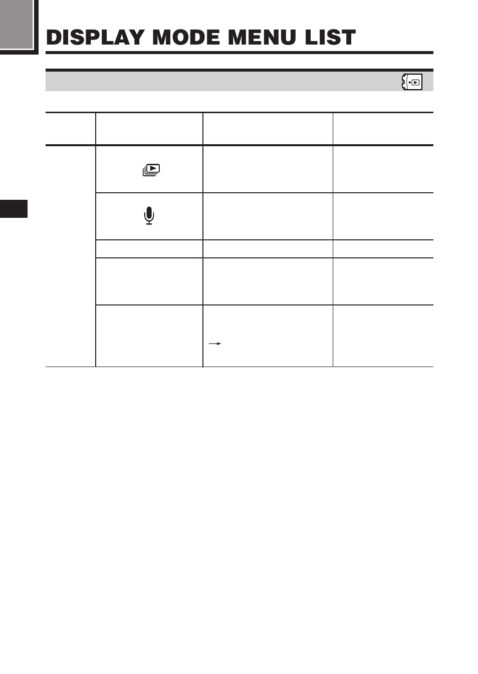 Display mode menu list, Display menu | Olympus C-2100 User Manual | Page 52 / 212