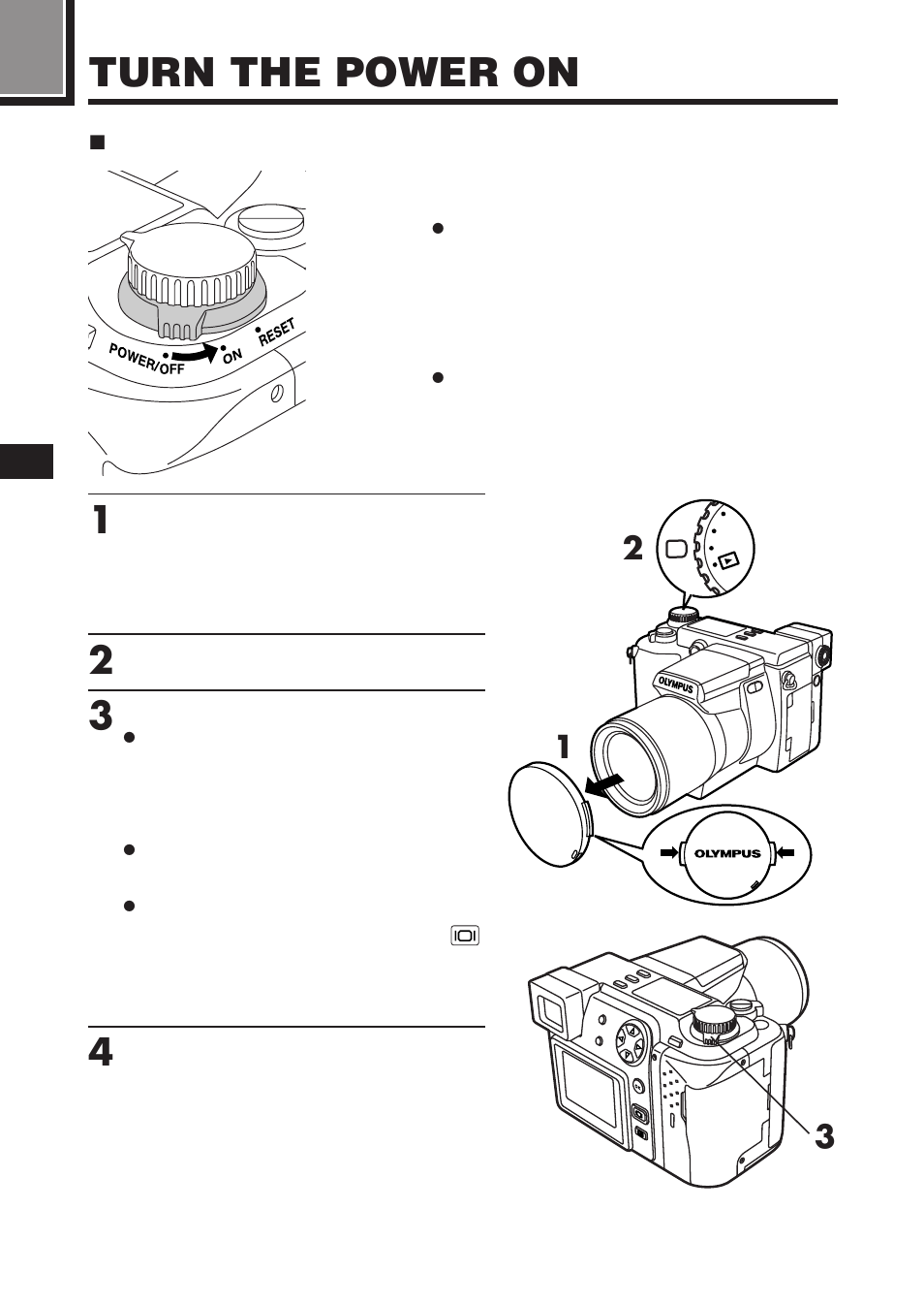 Turn the power on | Olympus C-2100 User Manual | Page 58 / 212