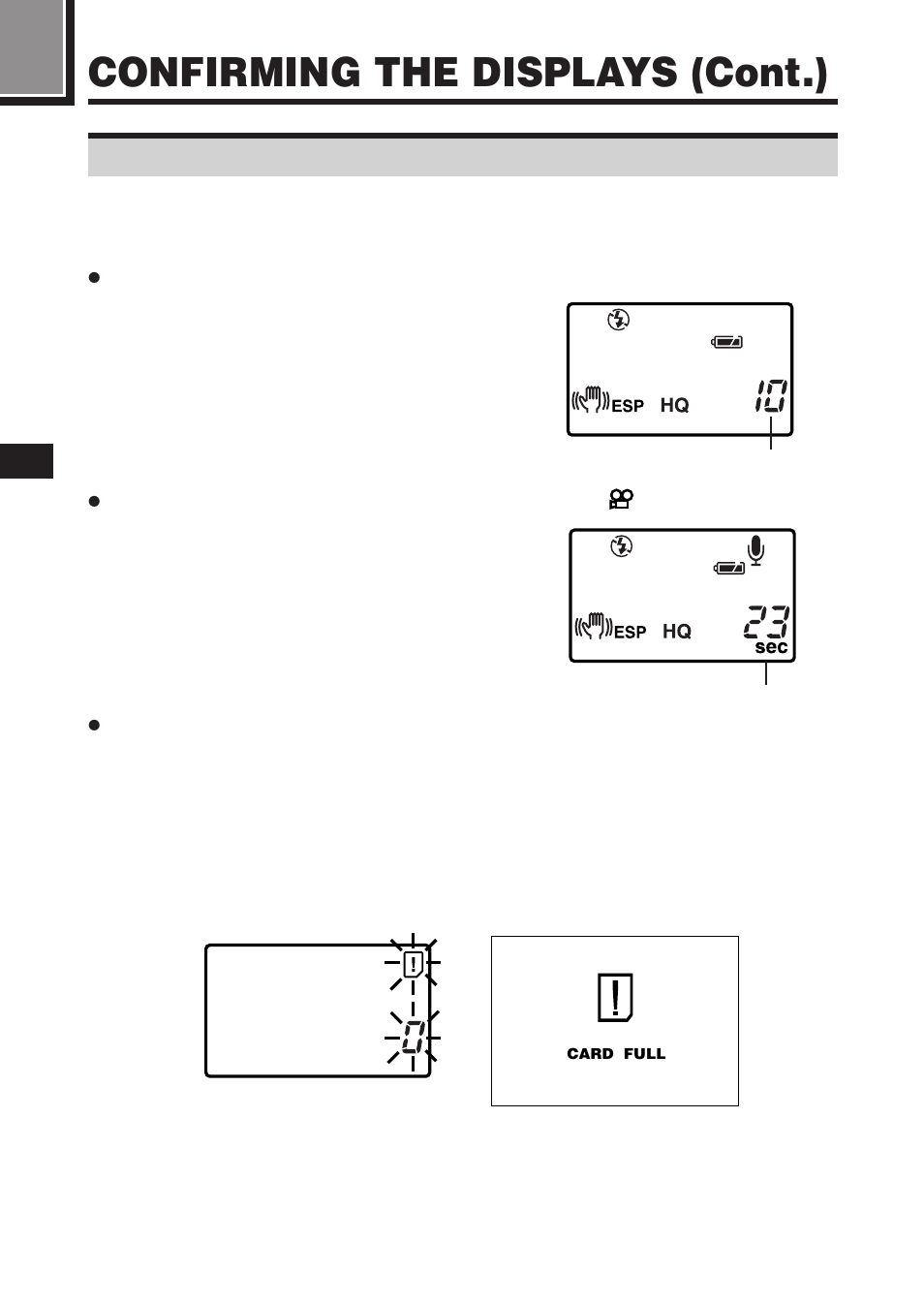 Confirming the displays (cont.), Checking the number of storable pictures left | Olympus C-2100 User Manual | Page 62 / 212