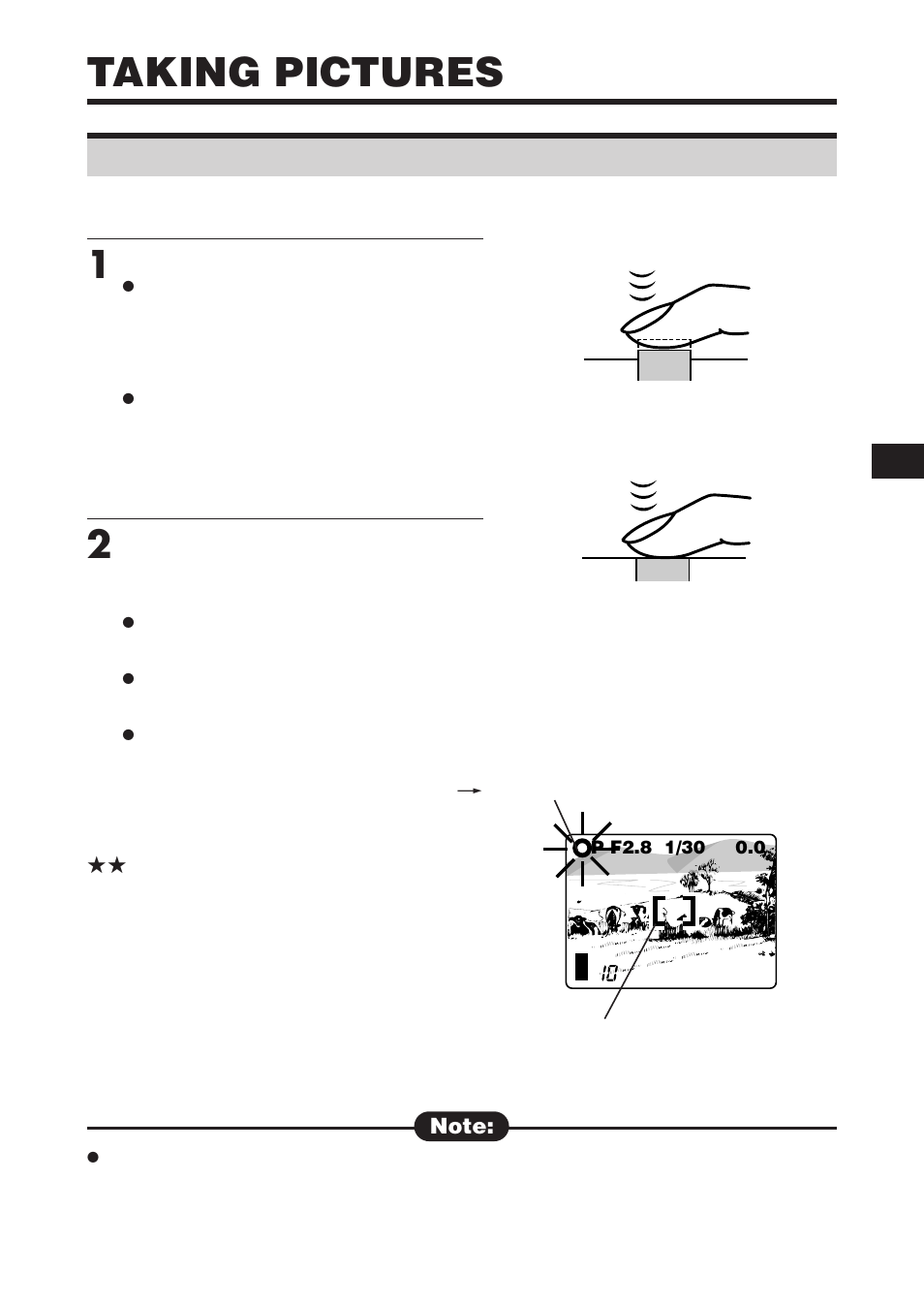 Taking pictures, Proper shutter release | Olympus C-2100 User Manual | Page 67 / 212