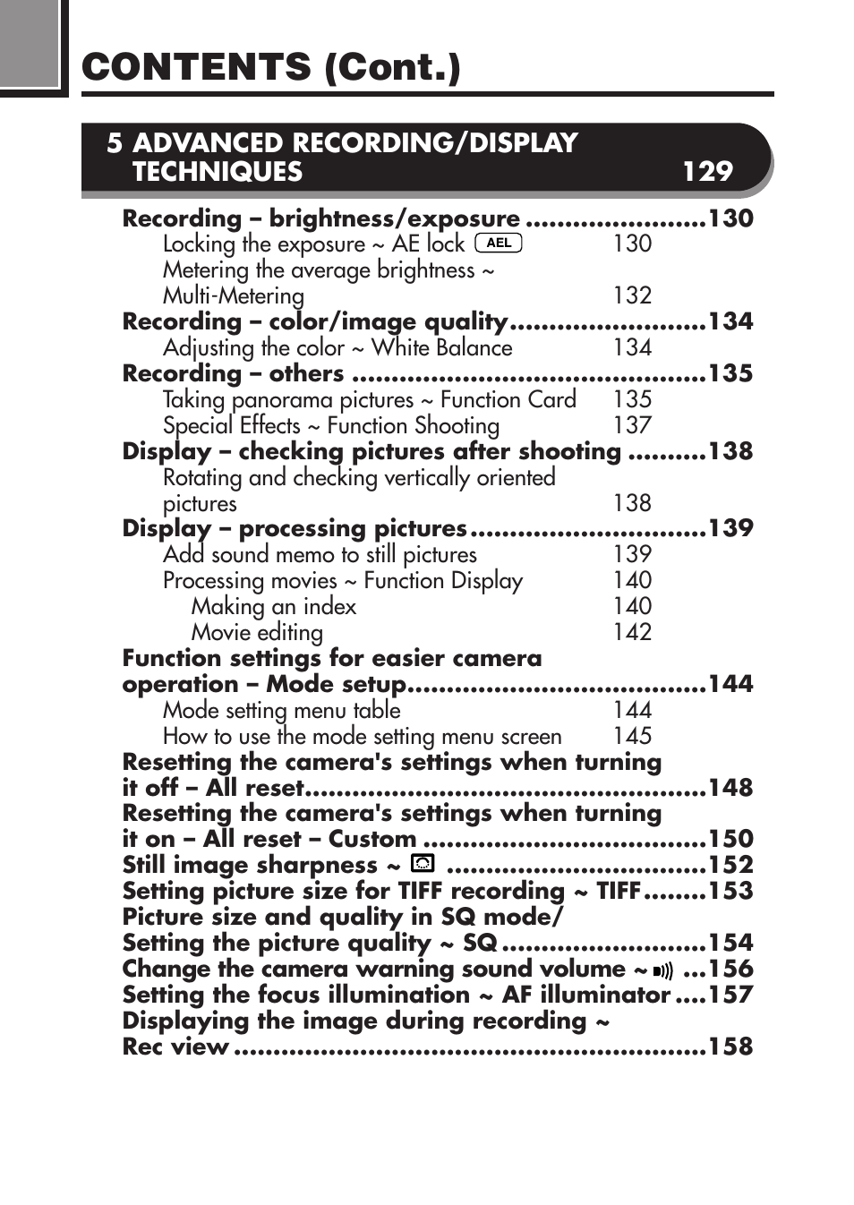 Contents (cont.) | Olympus C-2100 User Manual | Page 8 / 212