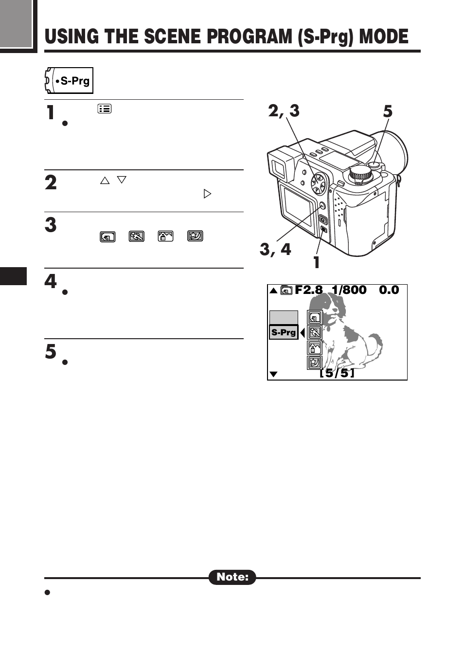 Using the scene program (s-prg) mode | Olympus C-2100 User Manual | Page 86 / 212