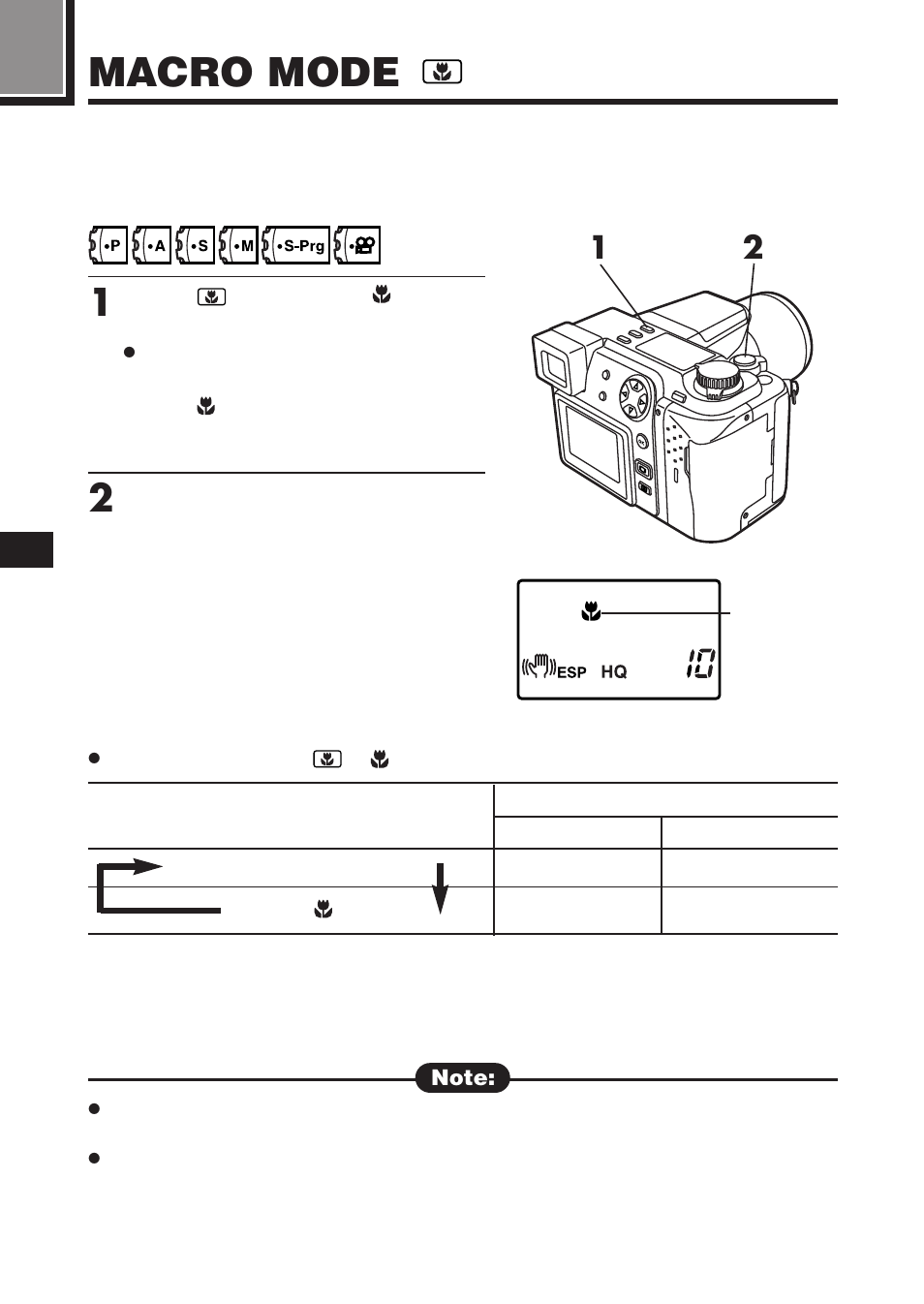 Macro mode | Olympus C-2100 User Manual | Page 90 / 212