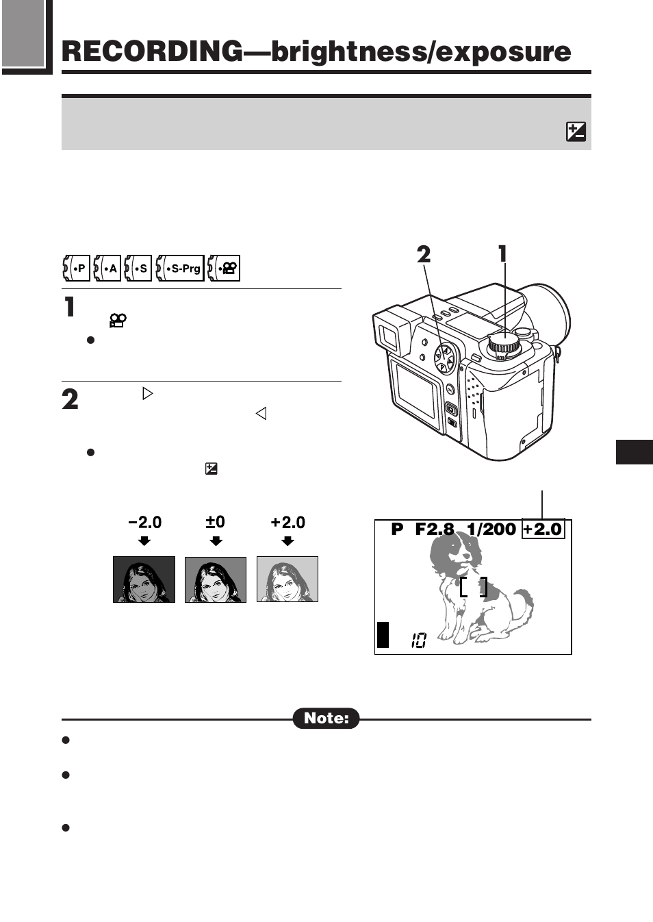 Recording—brightness/exposure | Olympus C-2100 User Manual | Page 99 / 212