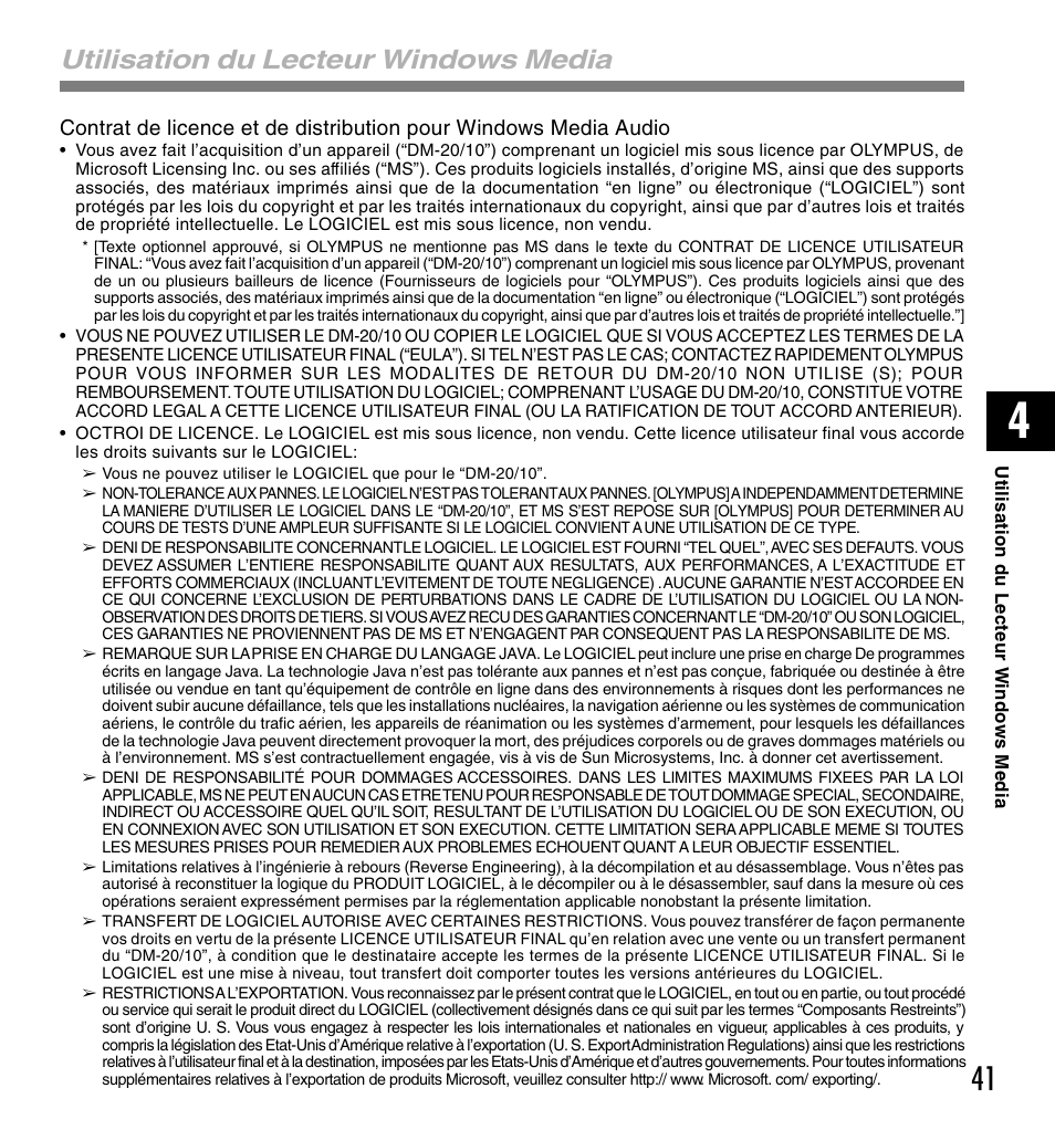 Utilisation du lecteur windows media | Olympus DM-20 User Manual | Page 103 / 188
