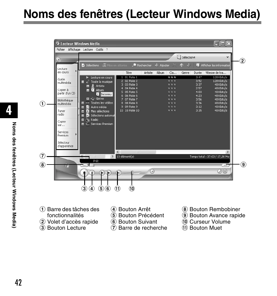 Noms des fenêtres (lecteur windows media) | Olympus DM-20 User Manual | Page 104 / 188