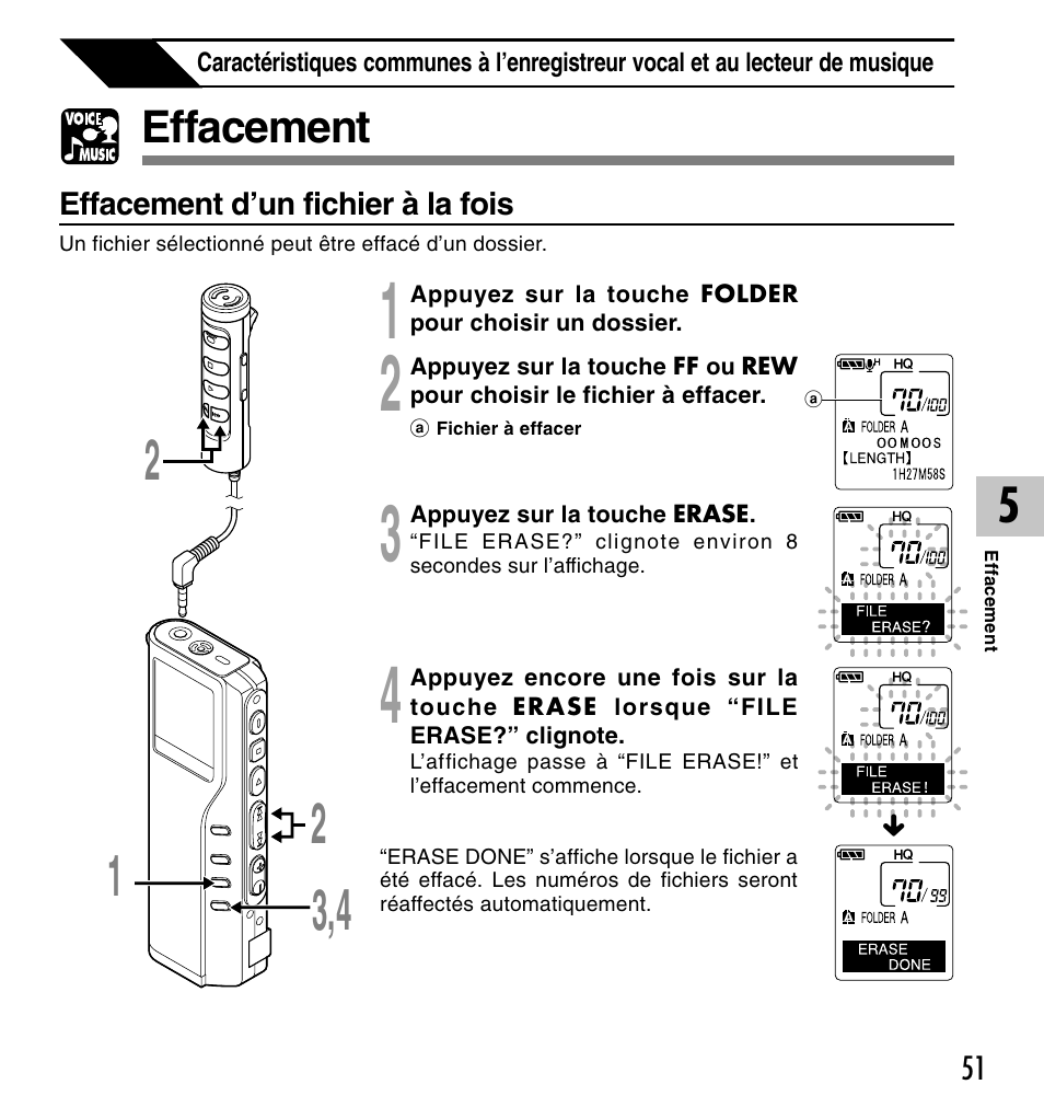 Effacement | Olympus DM-20 User Manual | Page 113 / 188