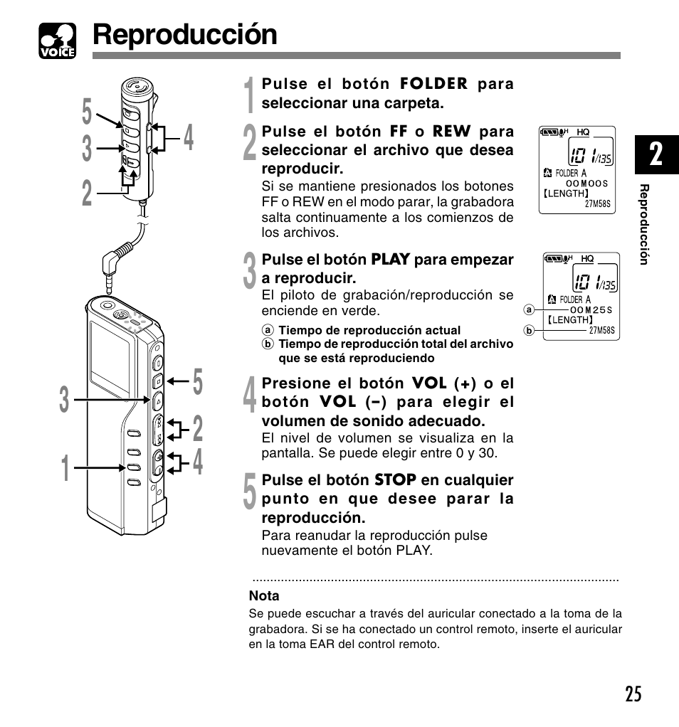 Reproducción | Olympus DM-20 User Manual | Page 149 / 188