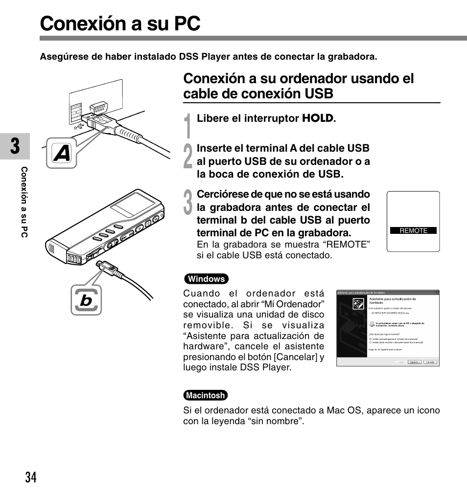 Conexión a su pc | Olympus DM-20 User Manual | Page 158 / 188