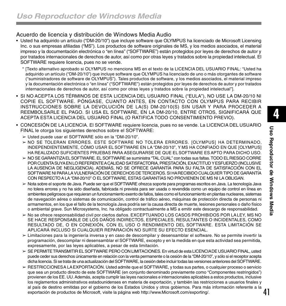 Uso reproductor de windows media | Olympus DM-20 User Manual | Page 165 / 188