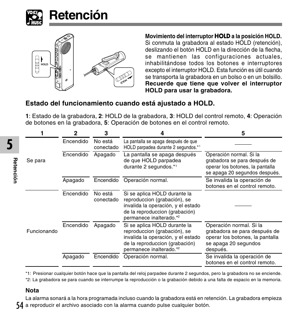 Retención | Olympus DM-20 User Manual | Page 178 / 188