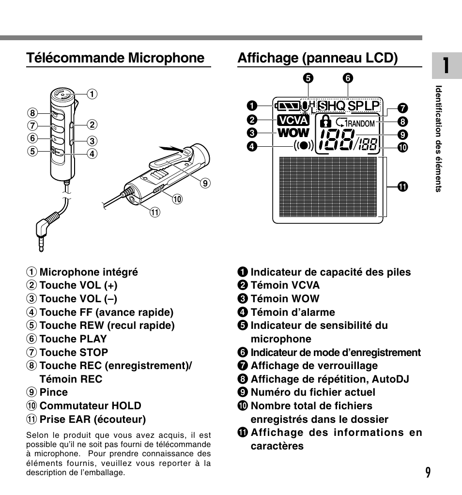Télécommande microphone affichage (panneau lcd) | Olympus DM-20 User Manual | Page 71 / 188