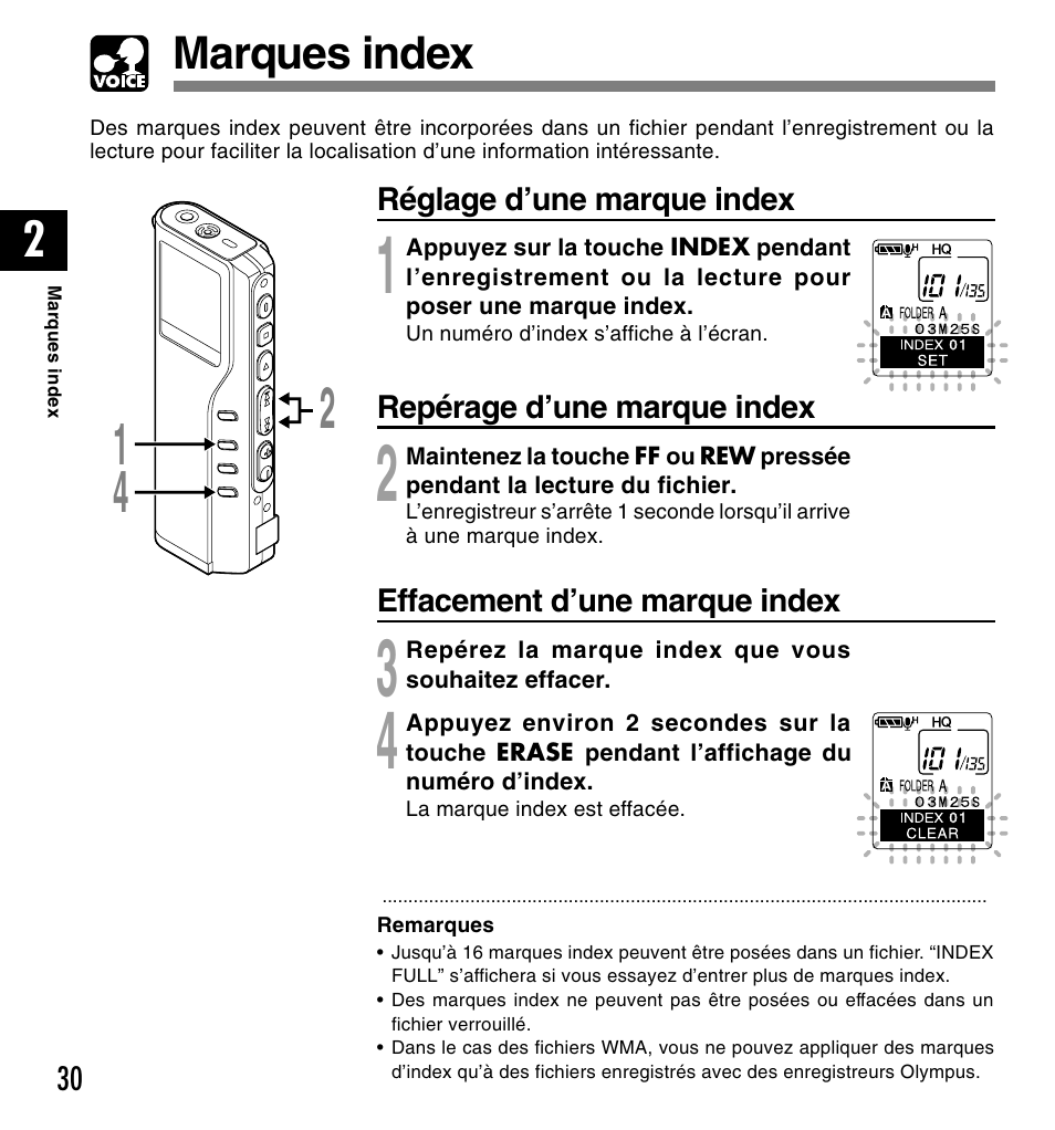 Marques index | Olympus DM-20 User Manual | Page 92 / 188