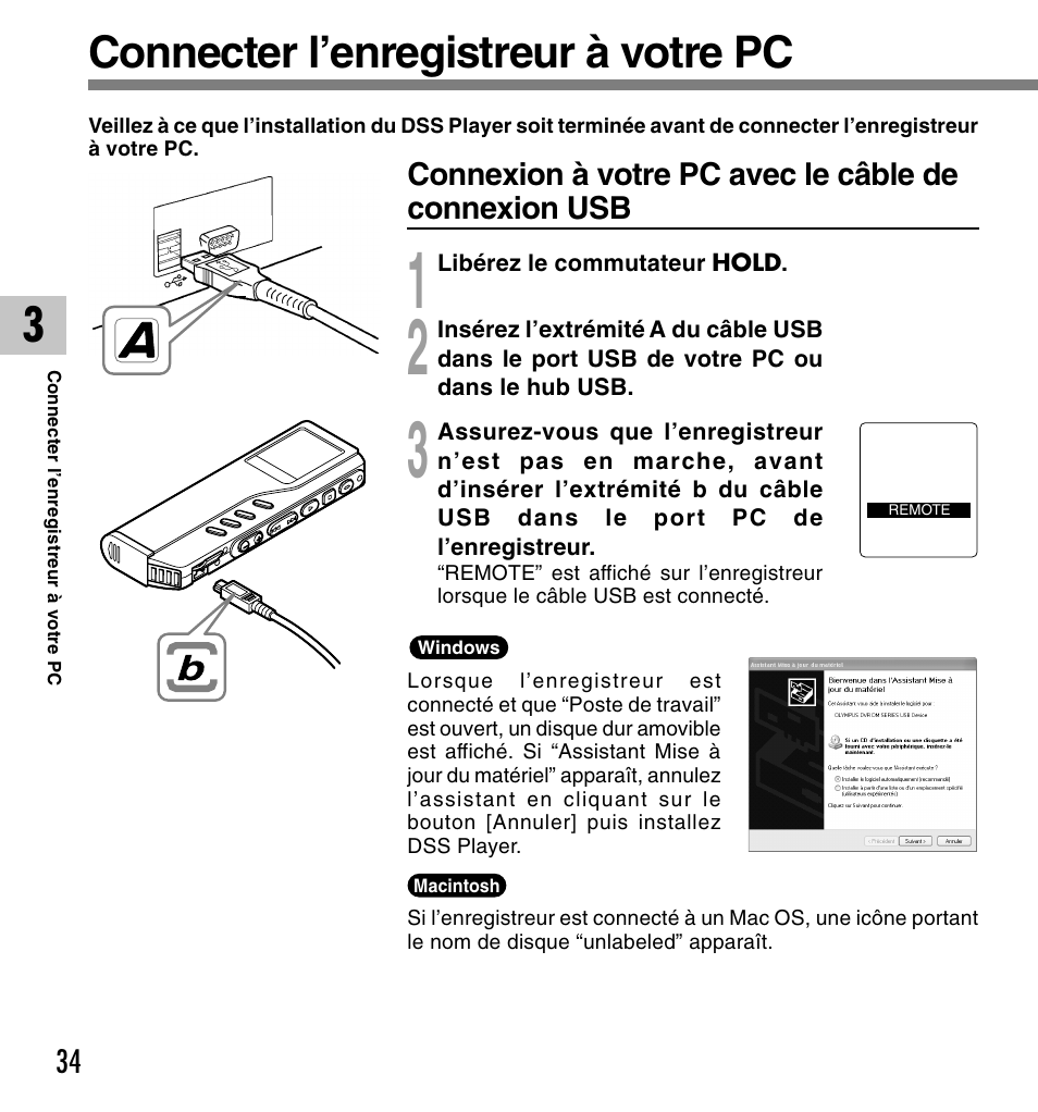 Connecter l’enregistreur à votre pc | Olympus DM-20 User Manual | Page 96 / 188