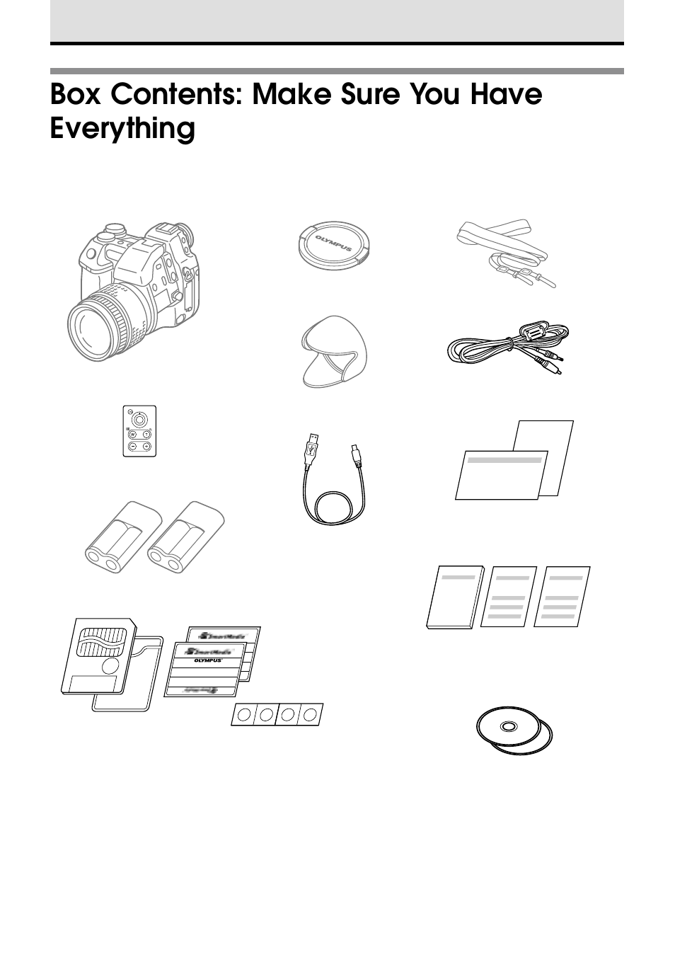 Box contents: make sure you have everything | Olympus CAMEDIA E 10 User Manual | Page 22 / 203