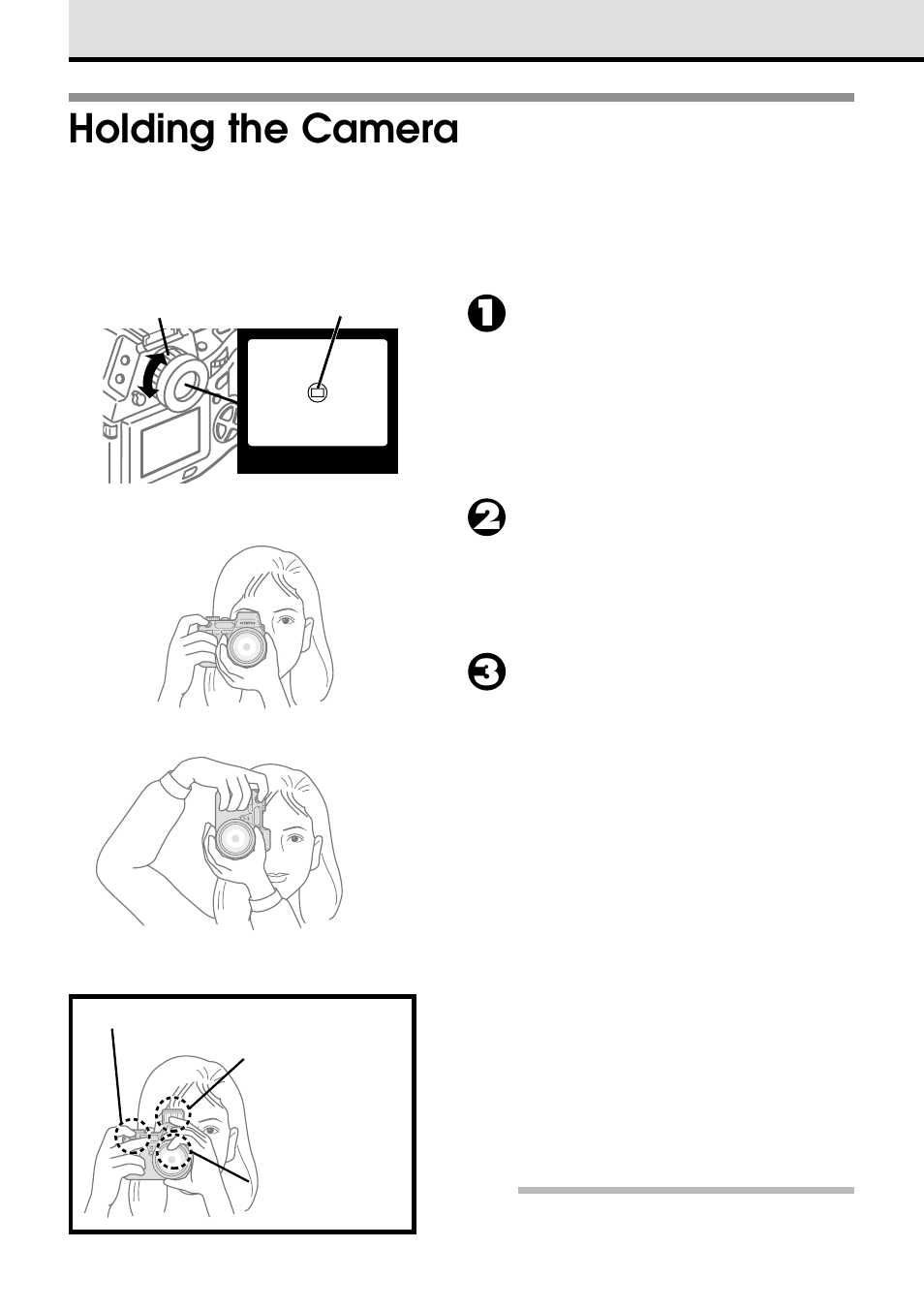 Holding the camera, Framing a picture with the viewfinder | Olympus CAMEDIA E 10 User Manual | Page 38 / 203