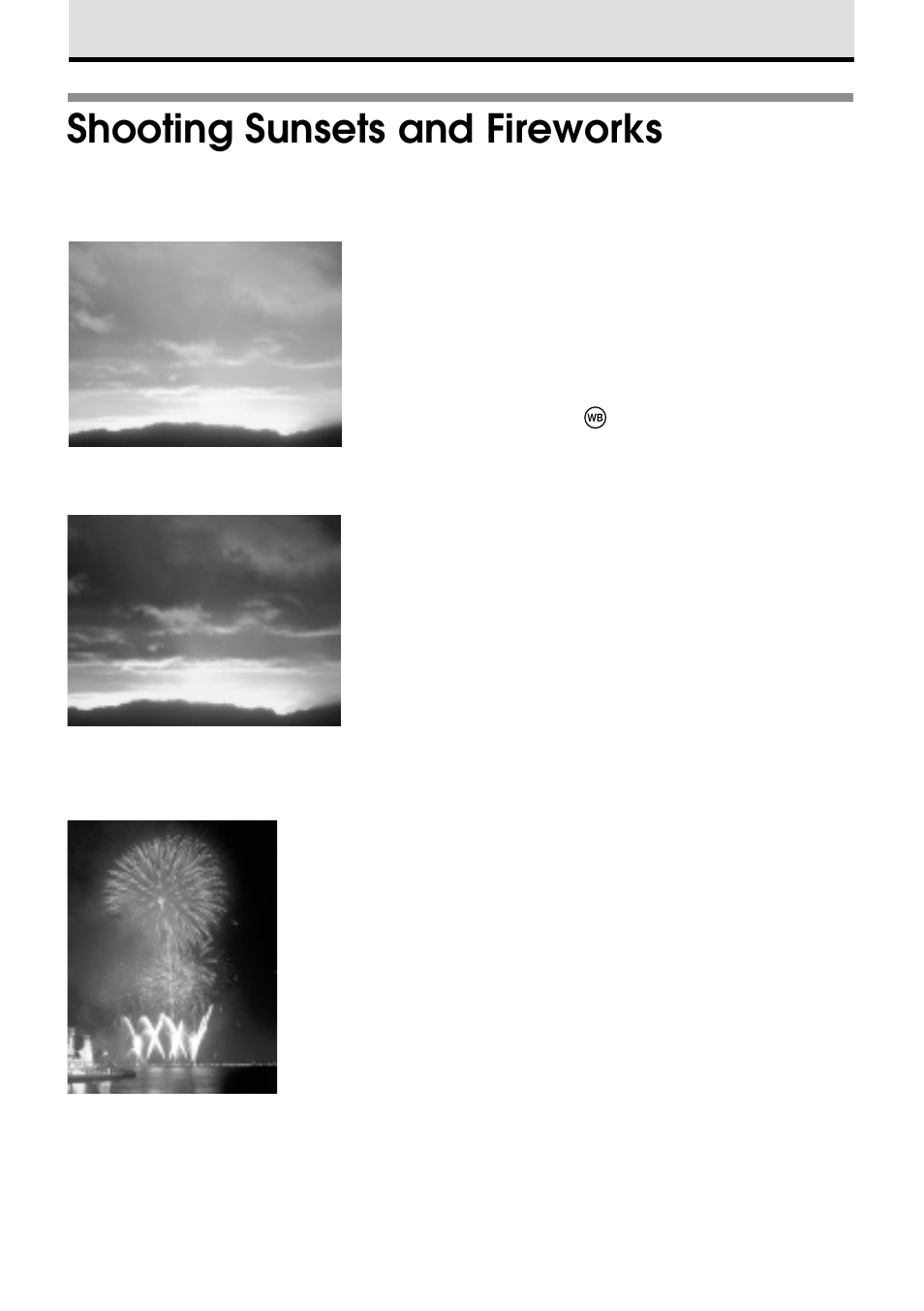 Shooting sunsets and fireworks | Olympus CAMEDIA E 10 User Manual | Page 64 / 203
