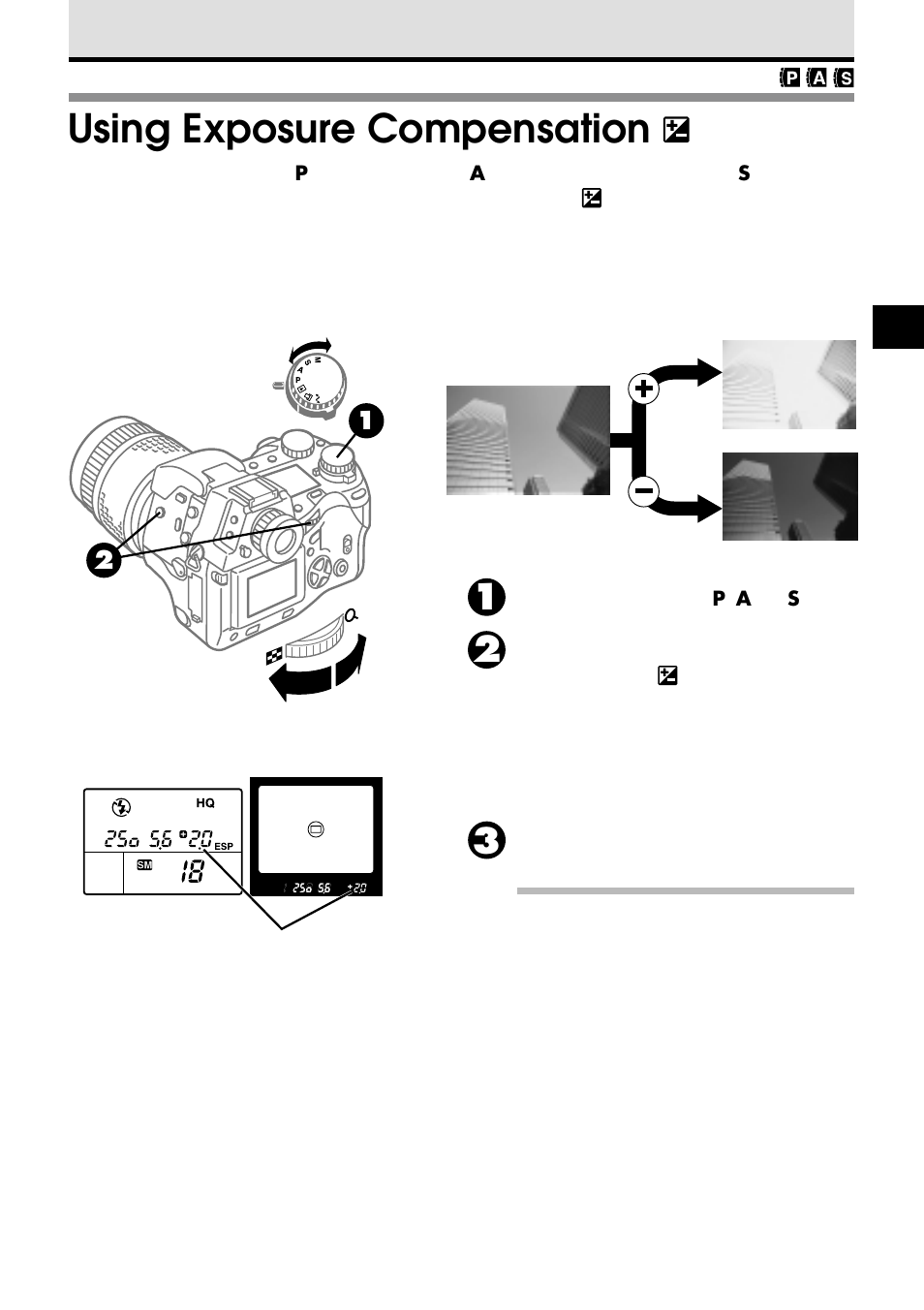 Using exposure compensation | Olympus CAMEDIA E 10 User Manual | Page 81 / 203