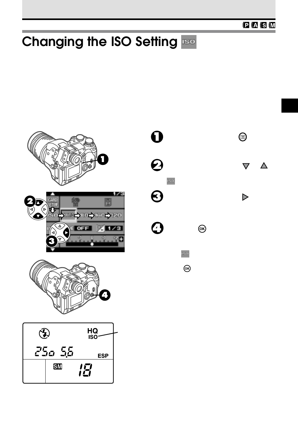Changing the iso setting | Olympus CAMEDIA E 10 User Manual | Page 85 / 203