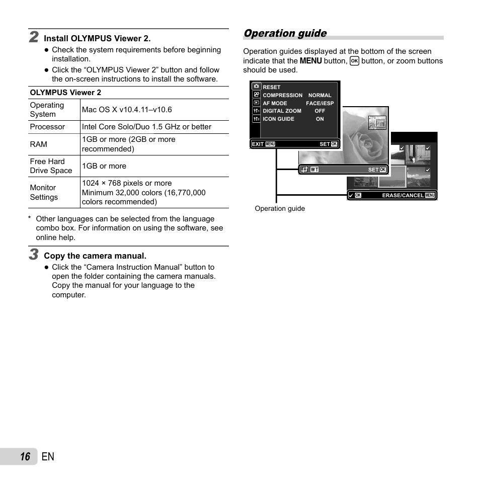 16 en, Operation guide | Olympus T-10 User Manual | Page 16 / 71