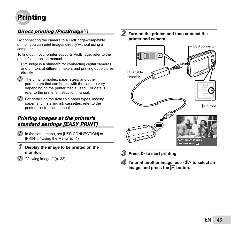 Printing, 43 en | Olympus T-10 User Manual | Page 43 / 71