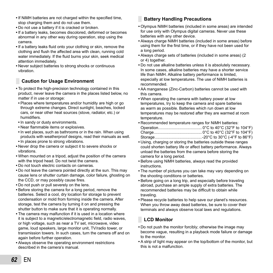 62 en | Olympus T-10 User Manual | Page 62 / 71