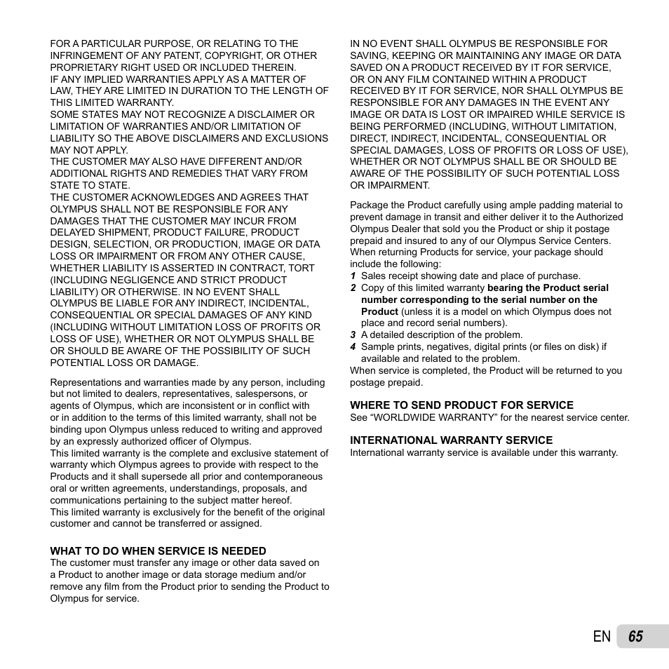 65 en | Olympus T-10 User Manual | Page 65 / 71