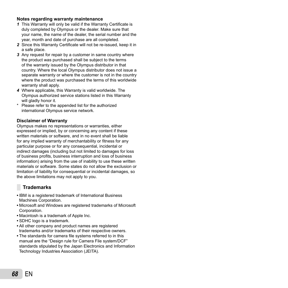 68 en | Olympus T-10 User Manual | Page 68 / 71