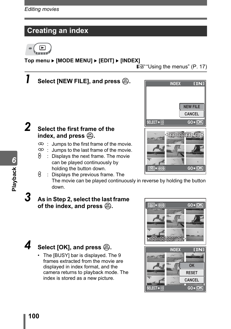 Creating an index | Olympus SP-310 User Manual | Page 100 / 195
