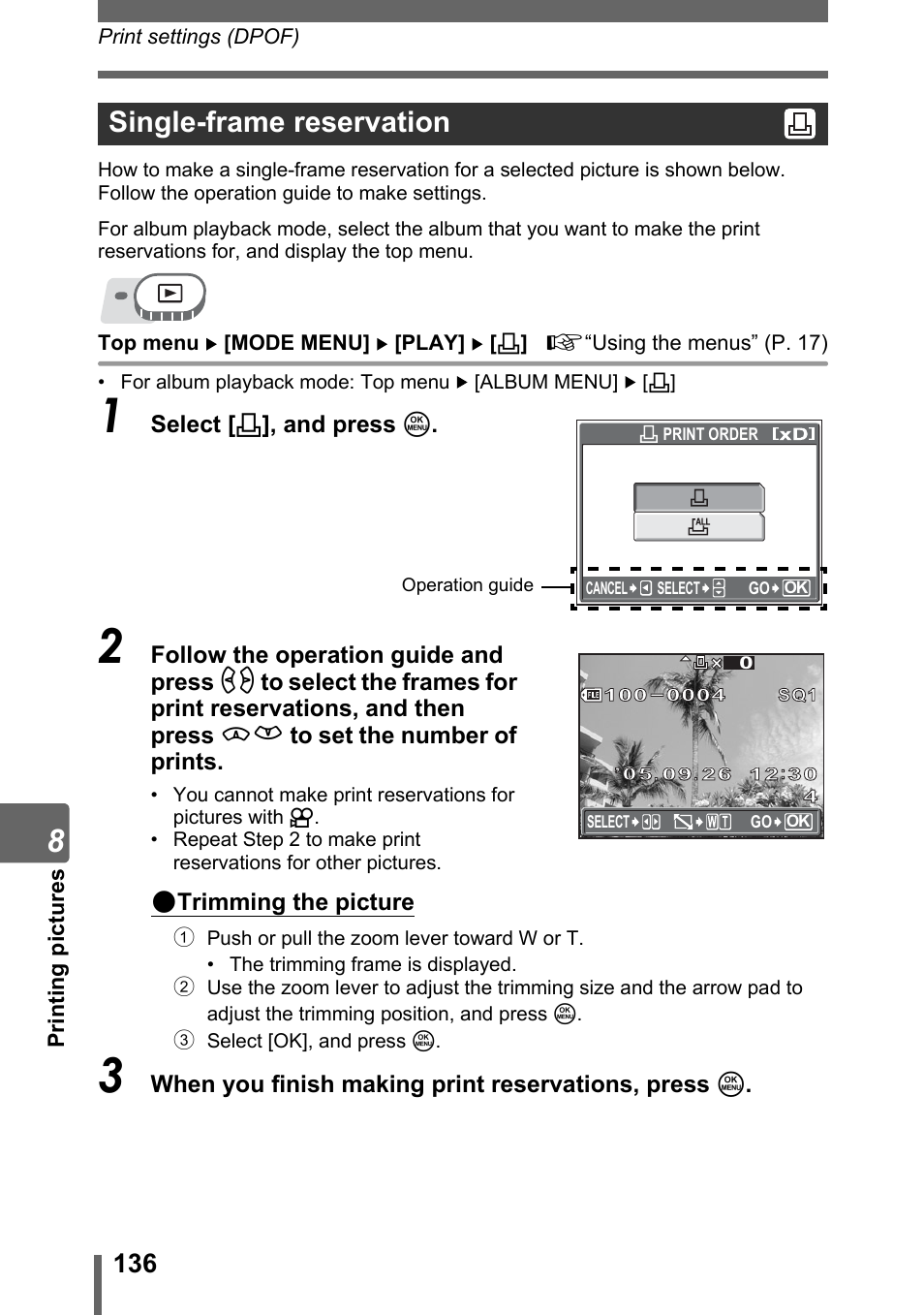 Single-frame reservation | Olympus SP-310 User Manual | Page 136 / 195