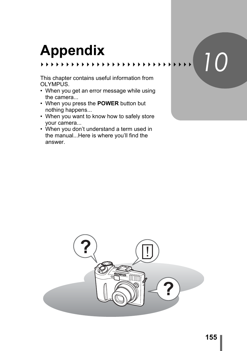 10 appendix, Appendix, P. 155 | Olympus SP-310 User Manual | Page 155 / 195