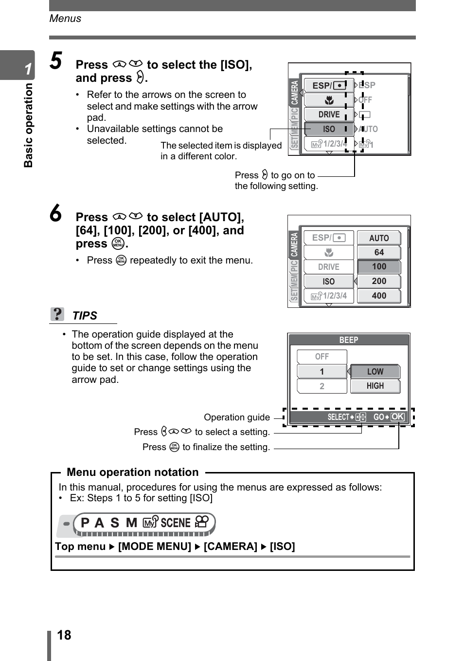 Press sr to select the [iso], and press q | Olympus SP-310 User Manual | Page 18 / 195