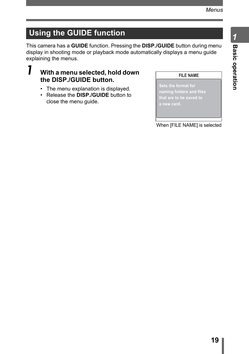 Using the guide function, Gp. 19, P. 19 | Olympus SP-310 User Manual | Page 19 / 195