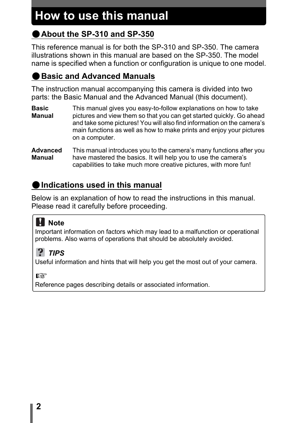 How to use this manual | Olympus SP-310 User Manual | Page 2 / 195