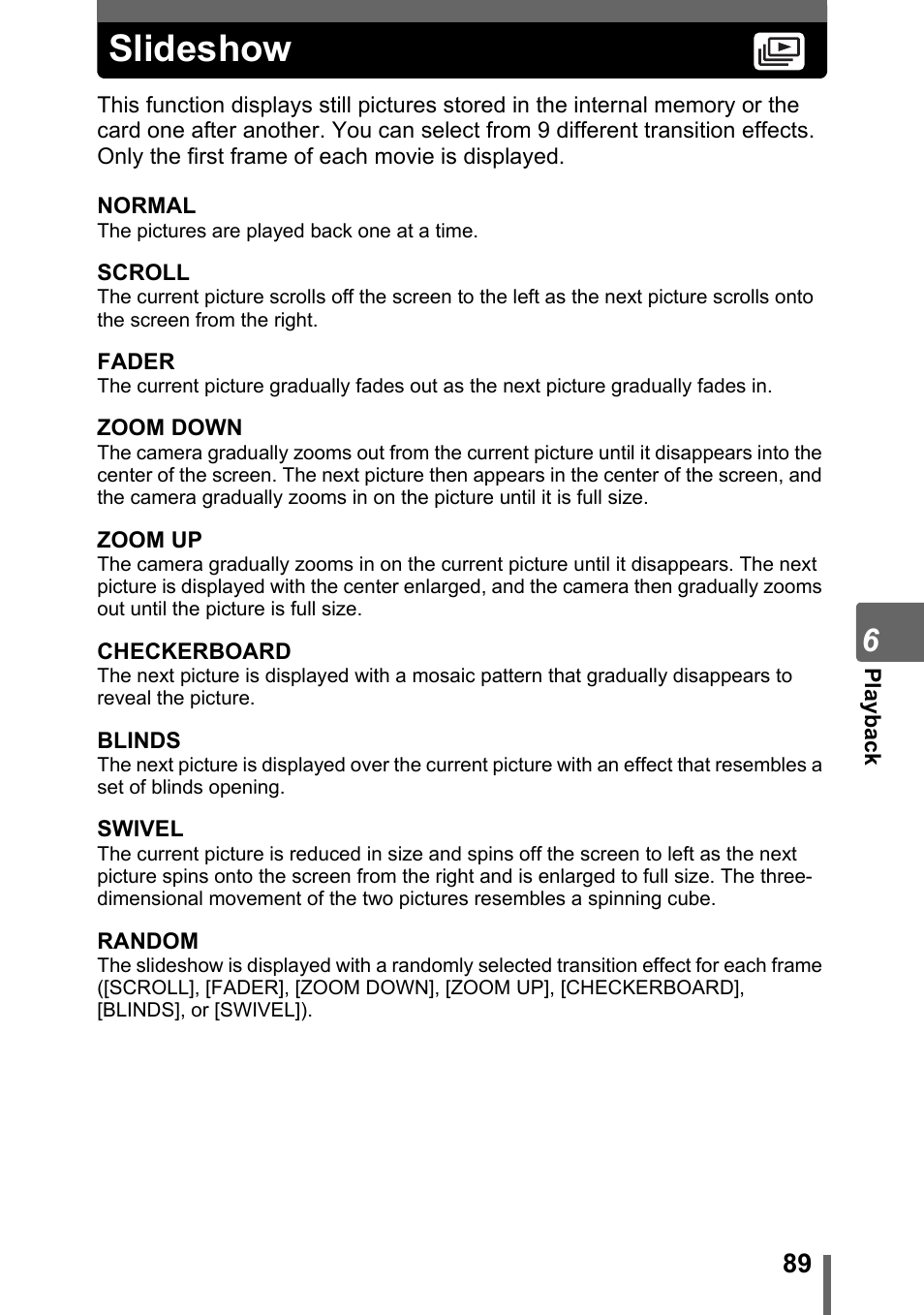 Slideshow, Gp. 89 | Olympus SP-310 User Manual | Page 89 / 195