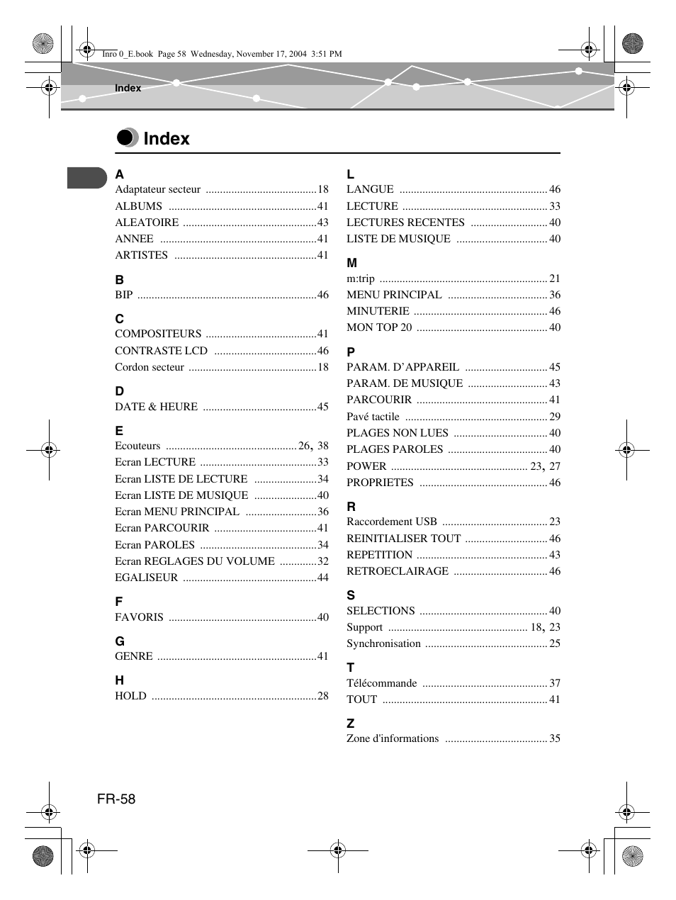 Index | Olympus m:robe MR-100 User Manual | Page 116 / 180