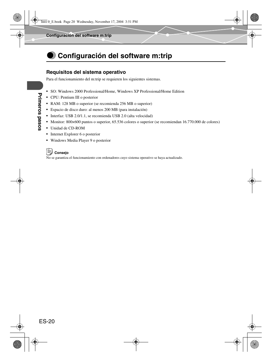 Configuración del software m:trip, Es-20 | Olympus m:robe MR-100 User Manual | Page 136 / 180