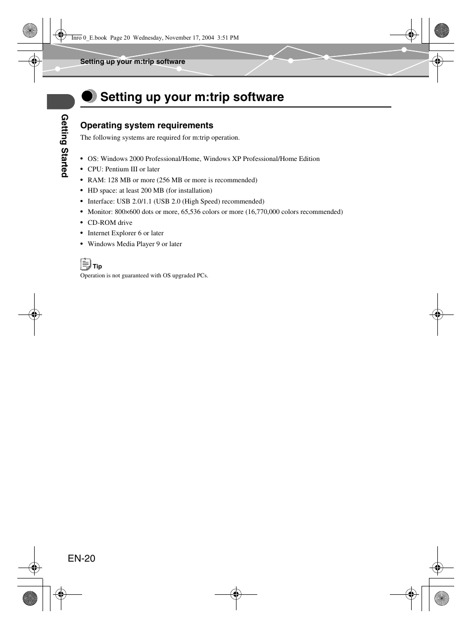 Setting up your m:trip software, En-20 | Olympus m:robe MR-100 User Manual | Page 20 / 180