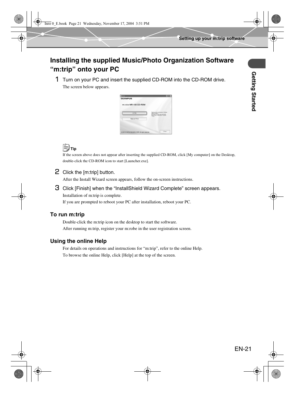 Olympus m:robe MR-100 User Manual | Page 21 / 180