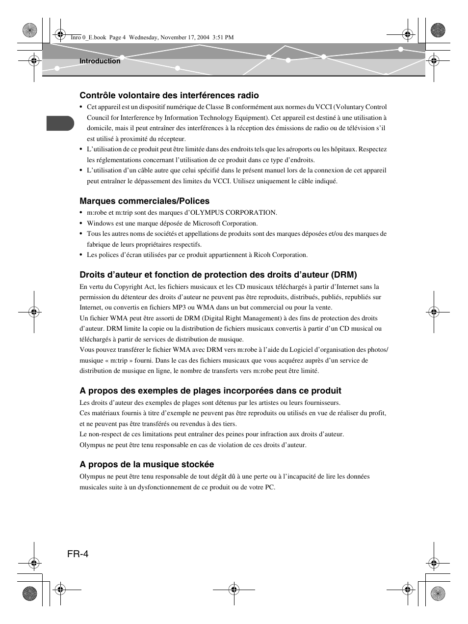 Fr-4 | Olympus m:robe MR-100 User Manual | Page 62 / 180