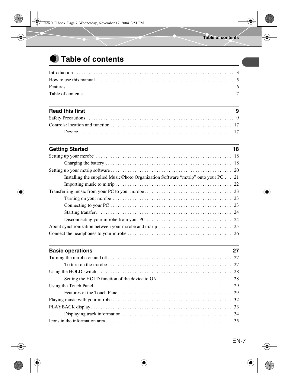 Olympus m:robe MR-100 User Manual | Page 7 / 180