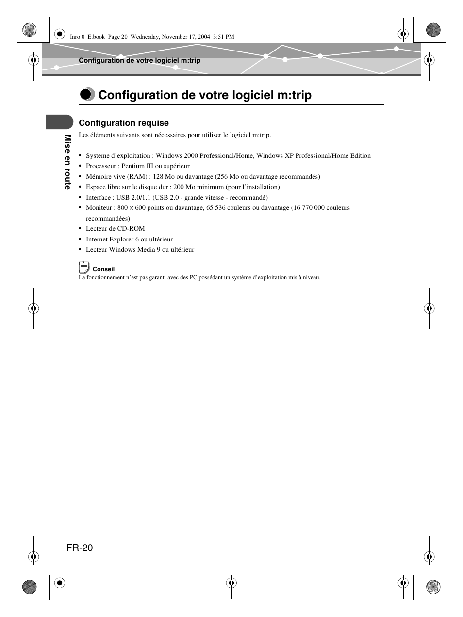 Configuration de votre logiciel m:trip, Fr-20 | Olympus m:robe MR-100 User Manual | Page 78 / 180