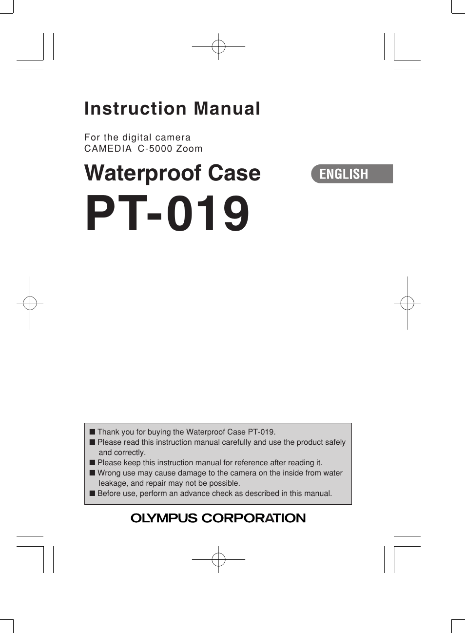 Olympus PT-019 User Manual | 38 pages